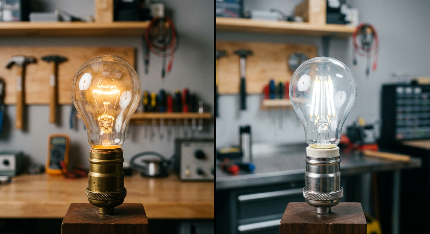 Halogen- och LED-lampor: Varmt gult mot vitt.