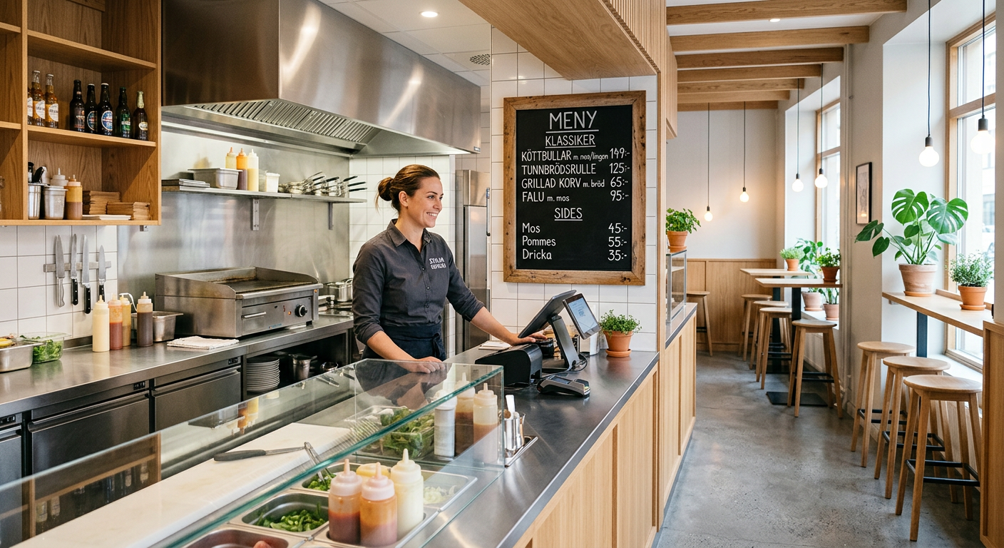 Man köper korv vid 50-tals gatukök.