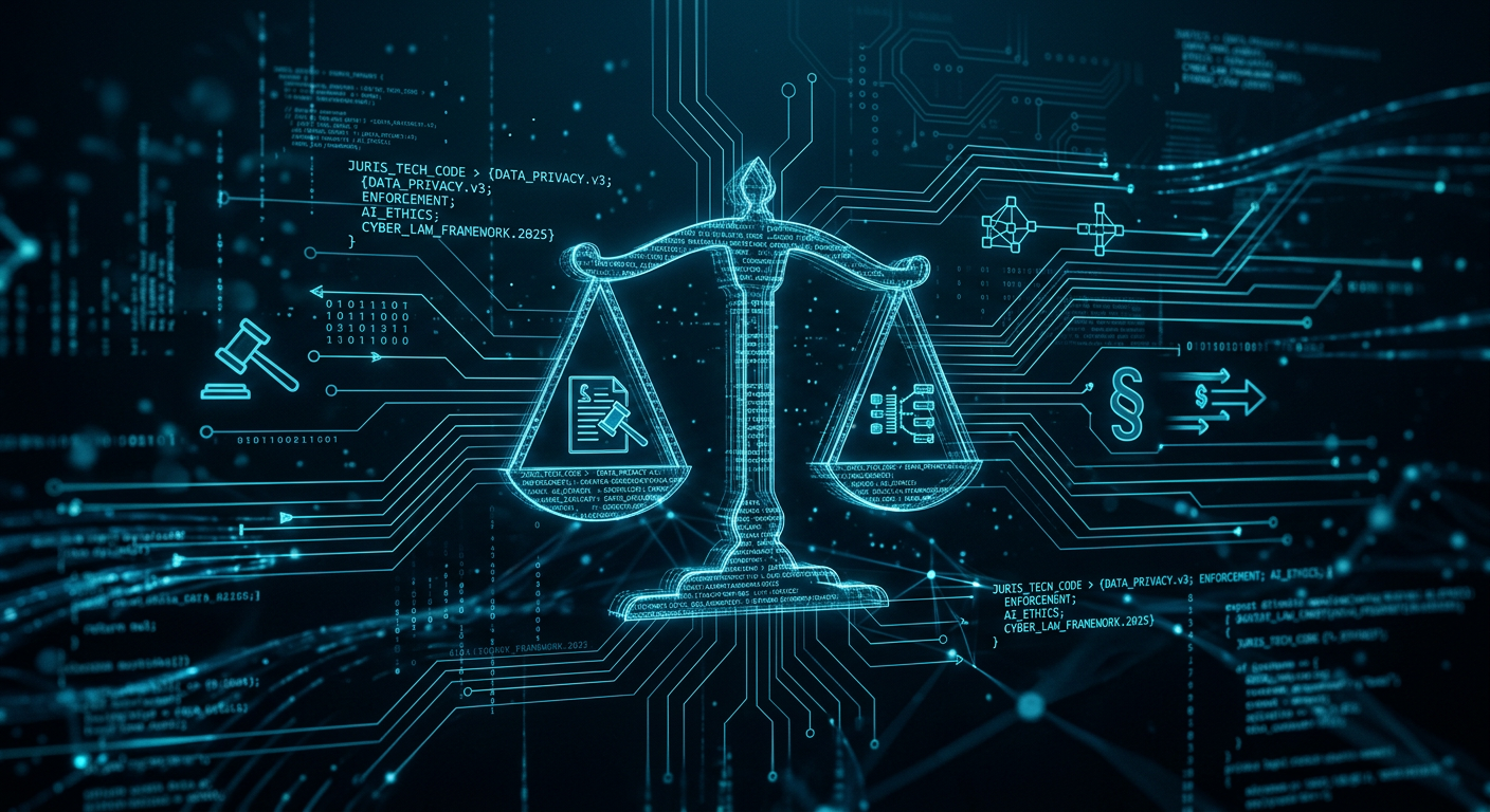 Abstrakt bild som representerar digital juridik och datalagring.