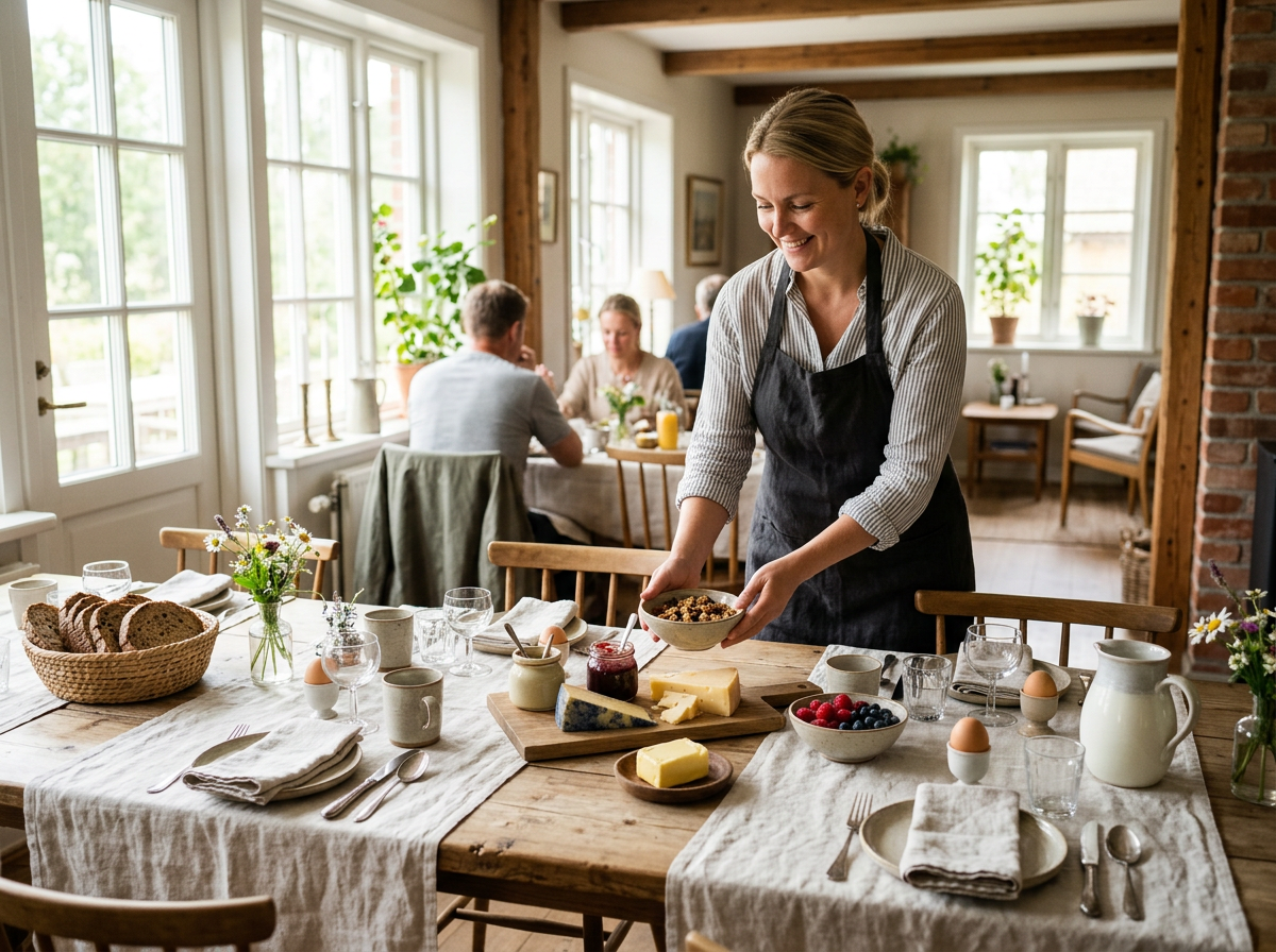 Frukostbord med lokala produkter