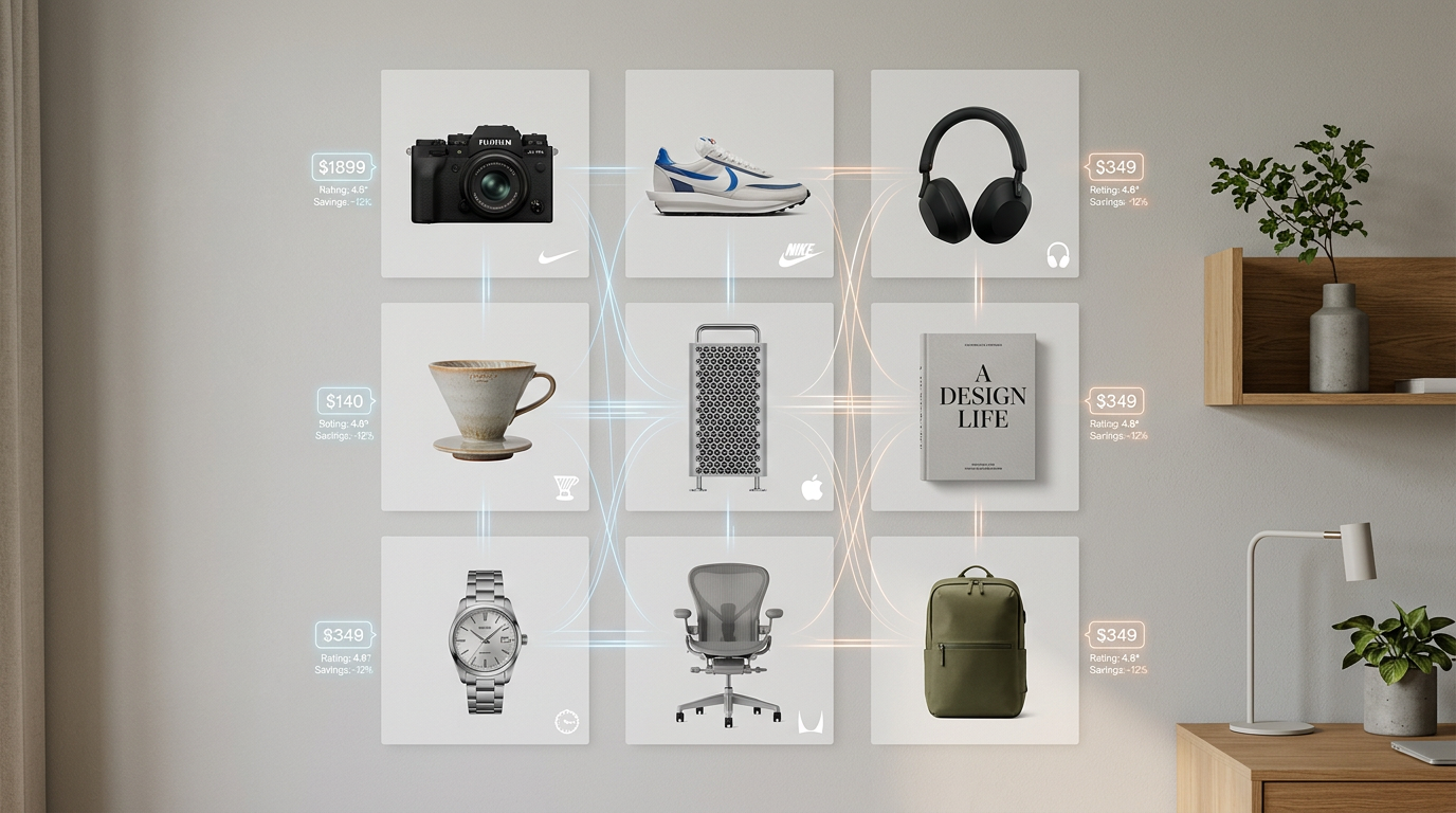 Val och data: produktbilder med glödande siffror.